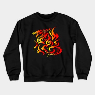 Beautiful Abstract Reborn Phoenix Dragon Design, Stylised Fiery Good Luck Dragon Design, Modern Red Burning Tribal Fire Dragon Design, New Dragon Rebirth Design, Dragon Reborn From The Flames Design Crewneck Sweatshirt